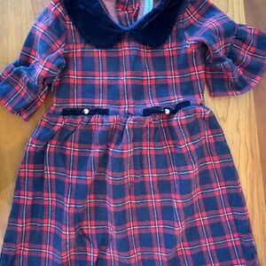Janie and Jack Red and Blue Plaid Dress with Velvet Collar
